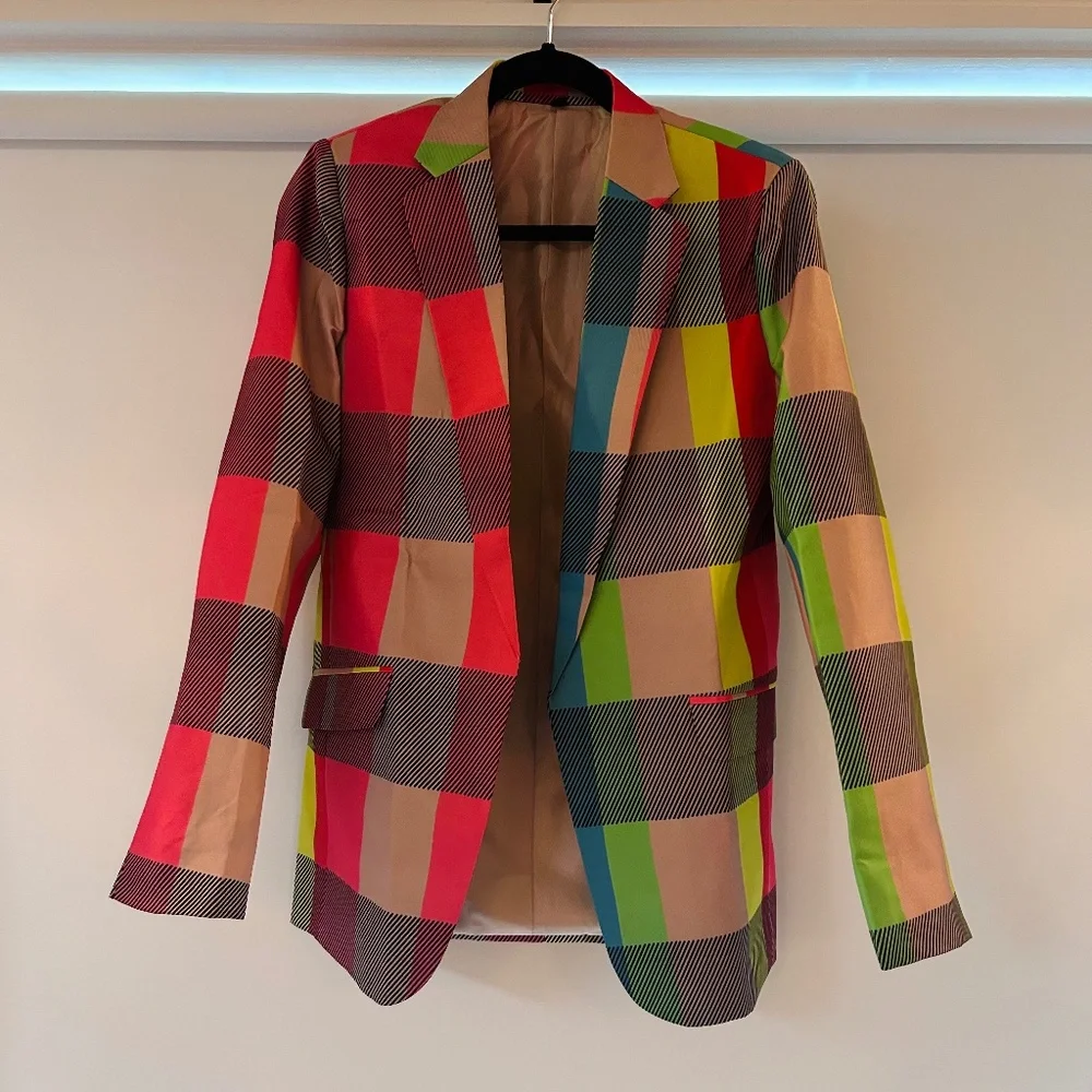 Colorful Checkered Women's Blazer - Picture 1 of 3